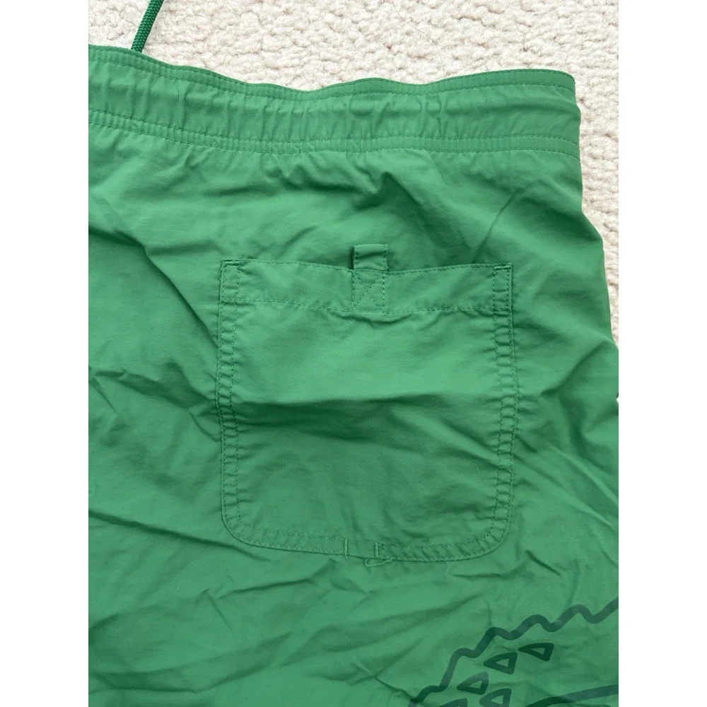 Lacoste Swim Trunks XL Green Big Croc Print Lined Beach Summer